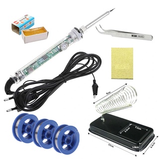Combo Mỏ Hàn 907 220V-60W và 7 Món Phụ Kiện (Kẹp Linh Kiện, Kệ Hàn, Bọt Biển, 3 Cuộn Thiếc, Nhựa Thông)