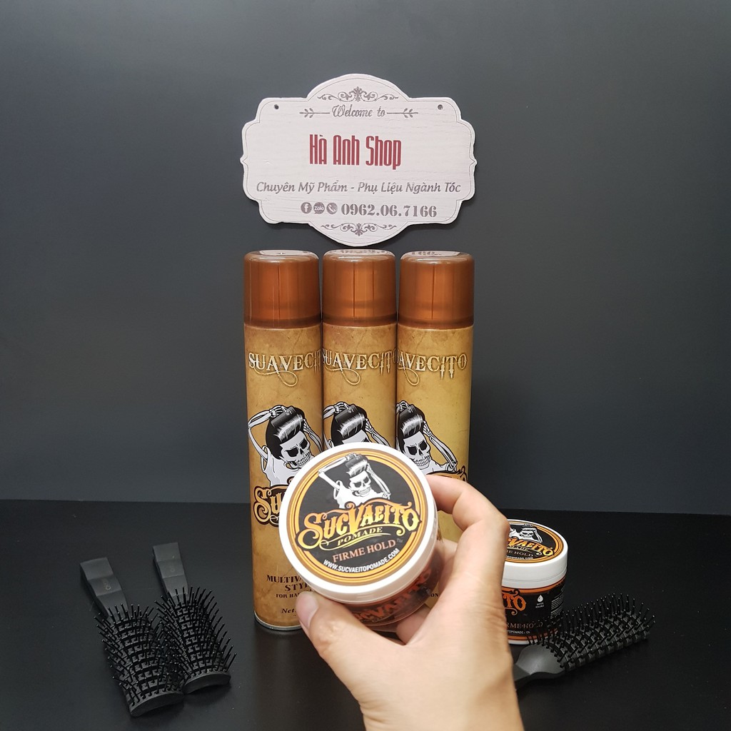 COMBO GÔM XỊT TÓC SUAVECITO VÀ SÁP VUỐT TÓC SUAVECITO POMADE TẶNG LƯỢC TẠO KIỂU