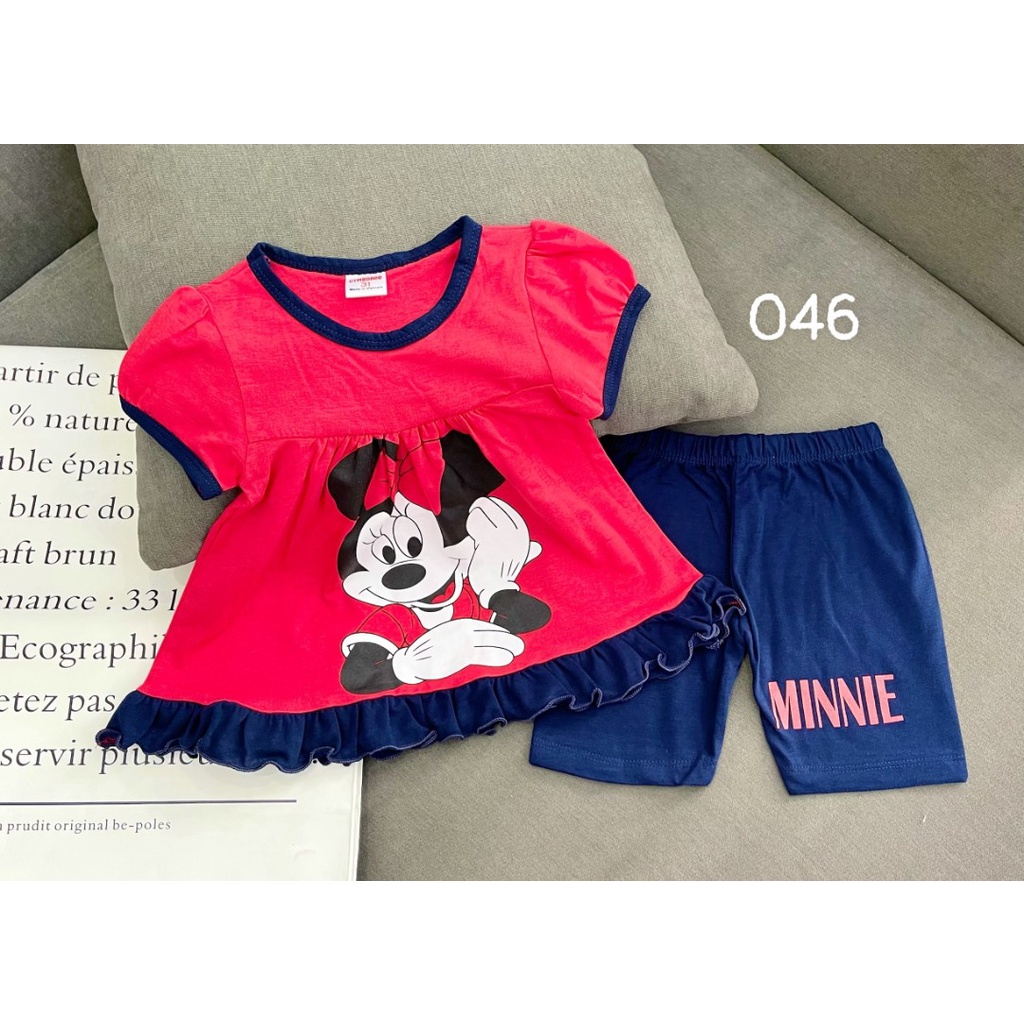 Bộ đồ bé gái mặc nhà cotton mát quần lửng size đại 046