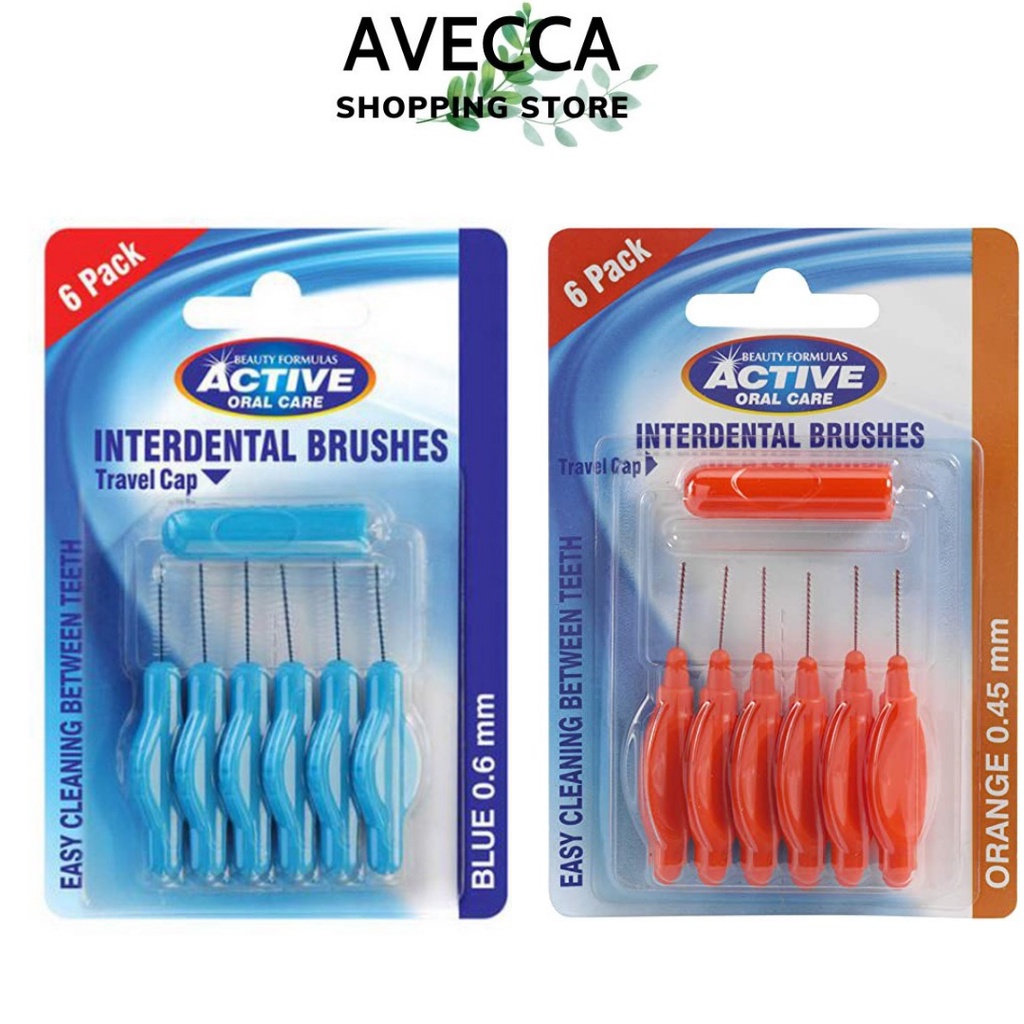 Bàn Chải Kẽ Răng Beauty Formulas Active Oral Care Interdental Brushes 0.45mm - 0.6mm ( Vỉ 6 Cái)