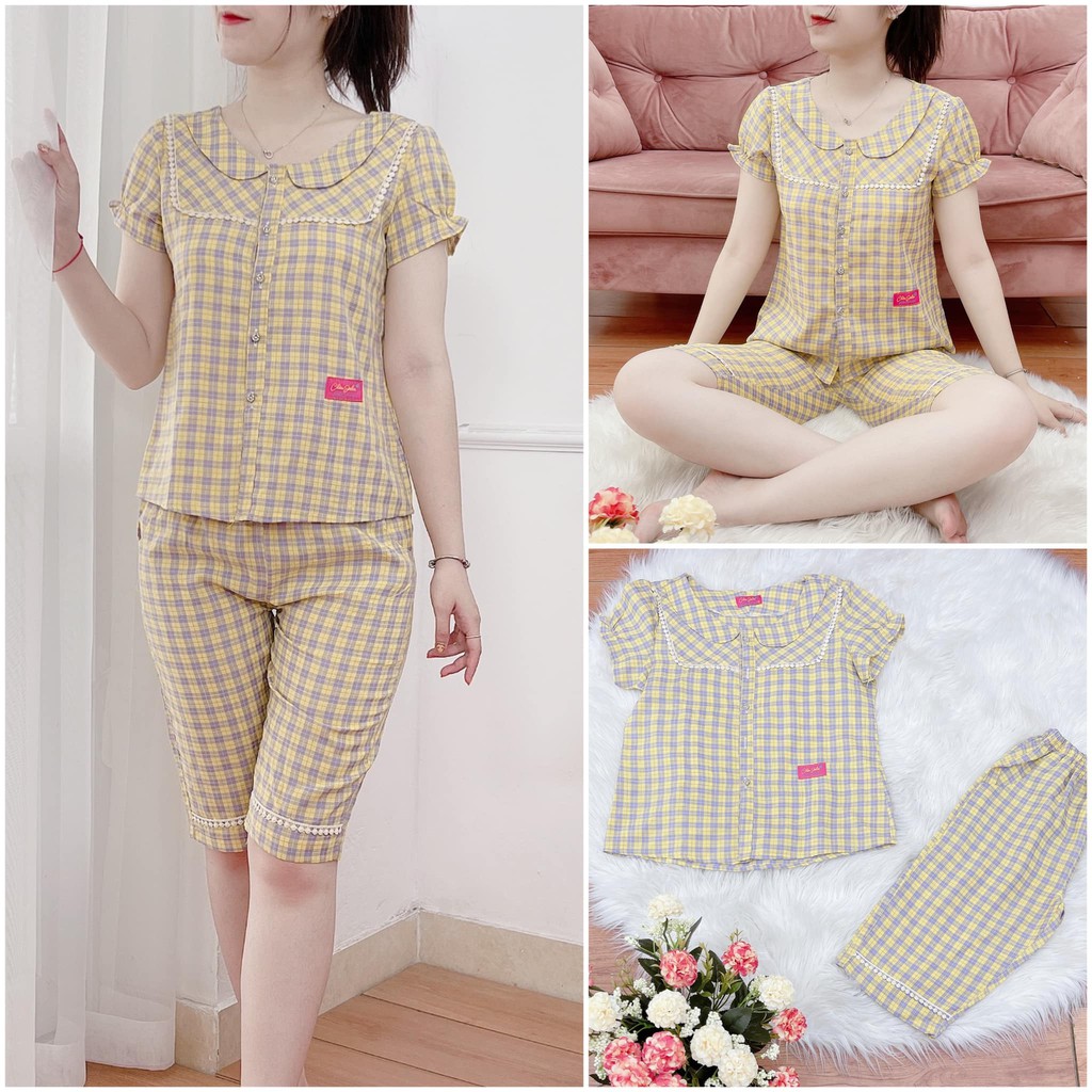 Bộ thô, đũi cổ sen lửng chất thô mát mềm mịn, size từ 40-63kg