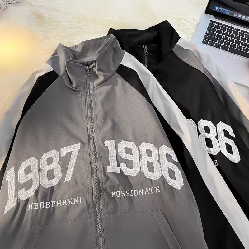 Áo Khoác Bóng Chày Có Khóa Kéo In Chữ Phong Cách Hàn Quốc Thời Trang Cho Nam Và Nữ