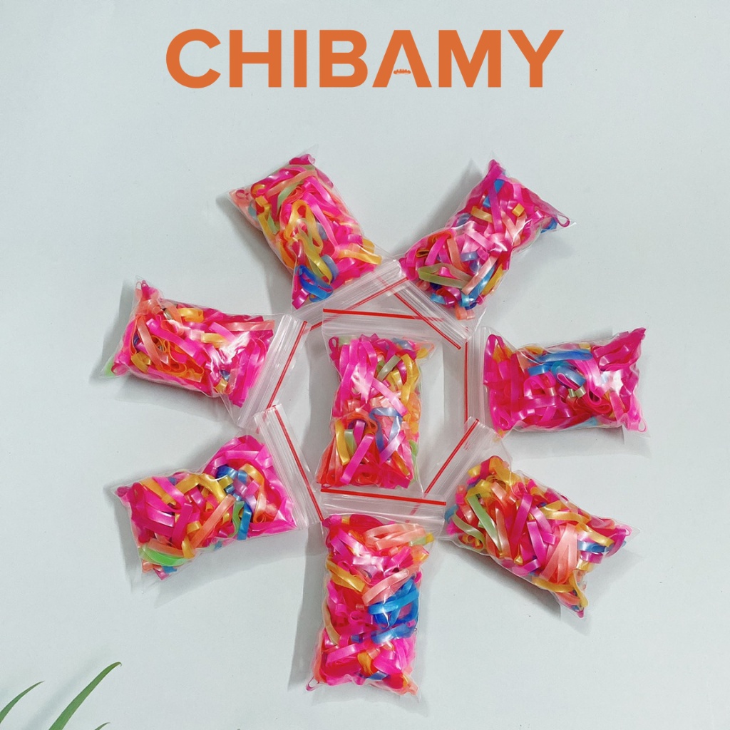 Chun buộc tóc cho bé loại nhỏ nhiều màu CHIBAMY, sợi thun dày dặn co giãn tốt