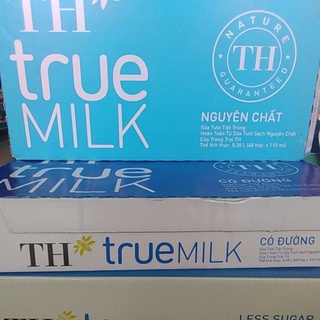 Thùng 12 lốc (48 hộp) sữa tươi TH True milk 110ml nguyên chất/ ít đường/ có đường