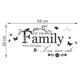 Decal dán tường Chữ Family