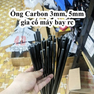 Thanh carbon rỗng 5mm lõi 3mm. Dài 52cm | 63cm | 90cm | 100cm dùng gia cố cánh máy bay rc Su27, F22