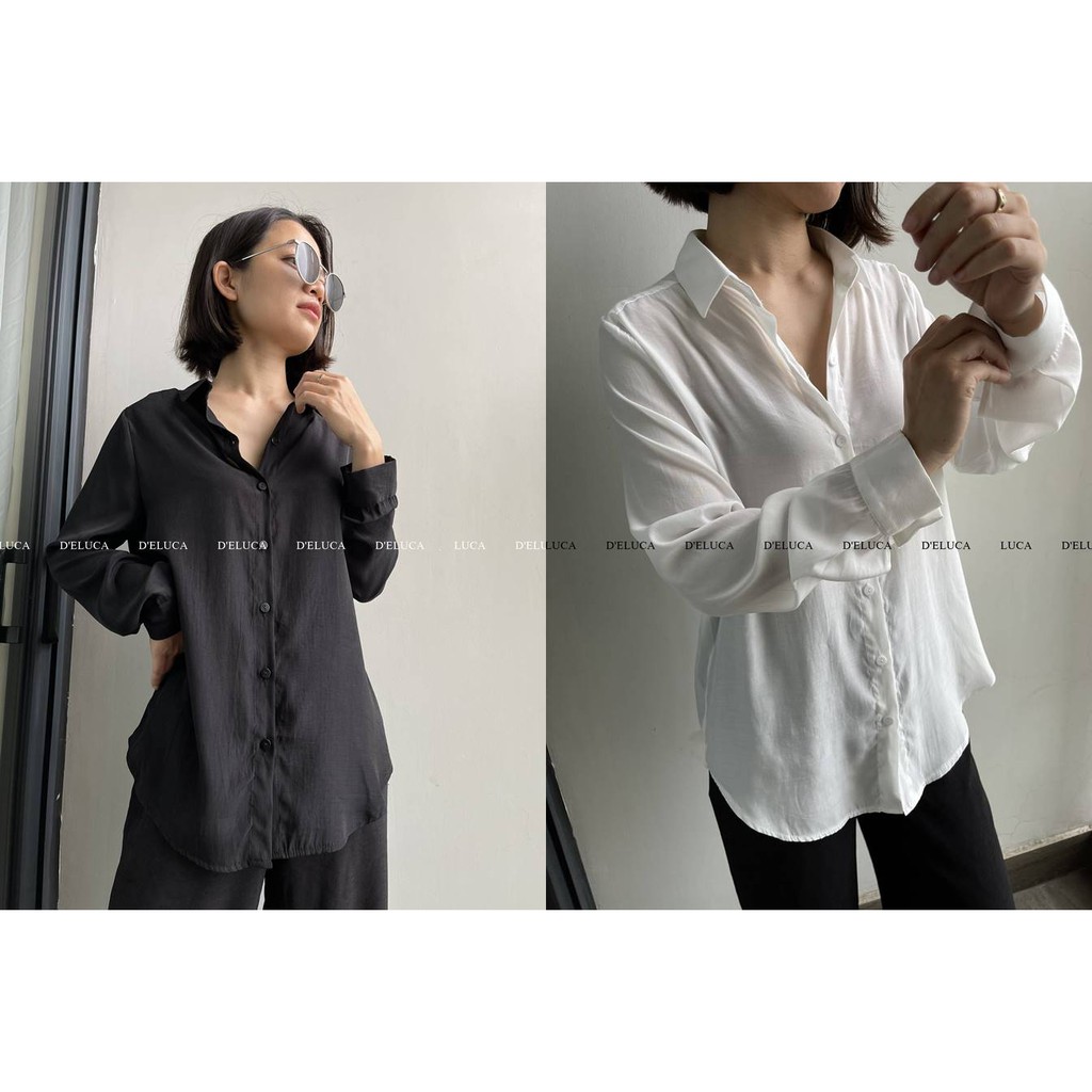 [Hình Ảnh+Video Thật] 🍀 Áo Sơ-mi Tơ Tằm Trơn 🍀 Sơ-mi Dài Tay Phù Hợp Đi Biển, Đi Chơi Dành Riêng Cho Các Nàng