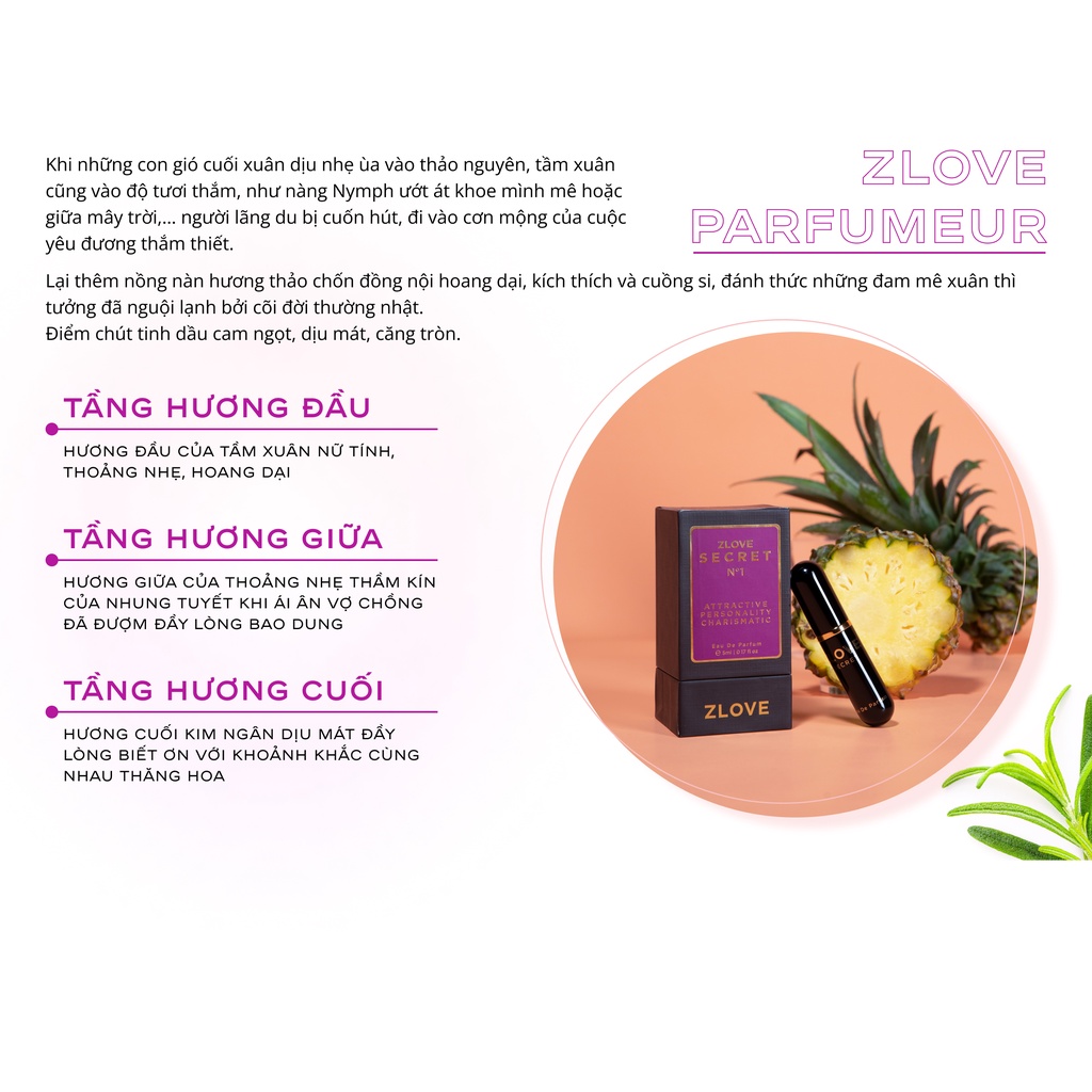 ZLVS3-Nước Hoa Vùng Kín Nữ ZLOVE 5ml No.03 Khử Mùi, Lưu Hương Bền Lâu Tăng Sự Lôi Cuốn Dạng Xịt Nhỏ Gọn
