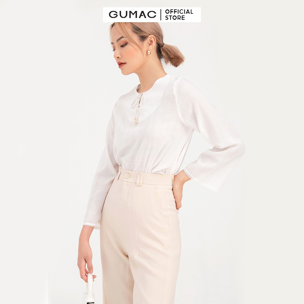 Áo sơ mi nữ buộc dây tay loe GUMAC AB739
