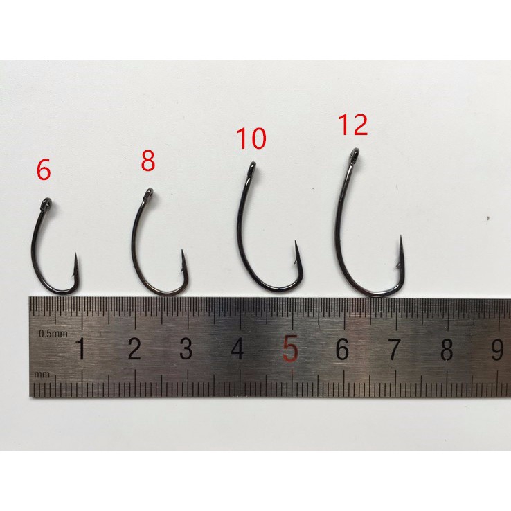 Hộp 50 lưỡi câu cá bằng thép carbon cỡ # 6 # 8 # 10 # 12