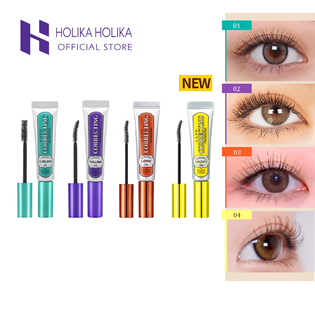 Mascara chuốt cong mi không thấm nước lâu trôi - kèm chai tẩy trang 30ml HOLIKA HOLIKA LASH CORRECTING MASCARA 9ML