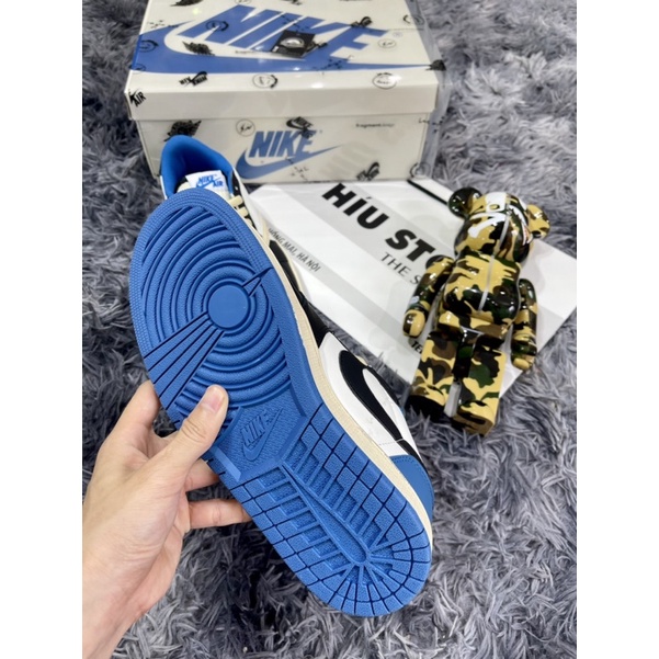Giầy Thể Thao Tracvis Scott Fragment Design Xanh Trắng Low Best | Đế Khâu -Mông Tròn)