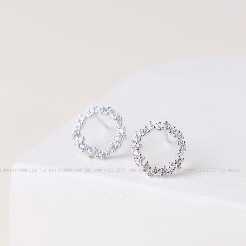 Khuyên tai bạc TLEE Blue sea nạm đá cao cấp, sang trọng TleeJewelry B0129