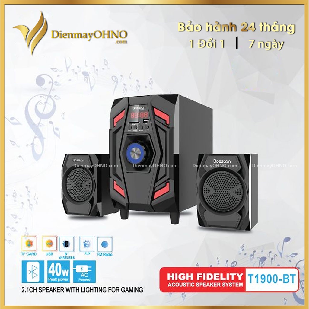 Loa Vi Tính Bluetooth BOSSTON T1900 Chính Hãng Loa Laptop Máy Vi Tính Để Bàn PC Bluetooth Đèn LED RGB - Điện Máy OHNO