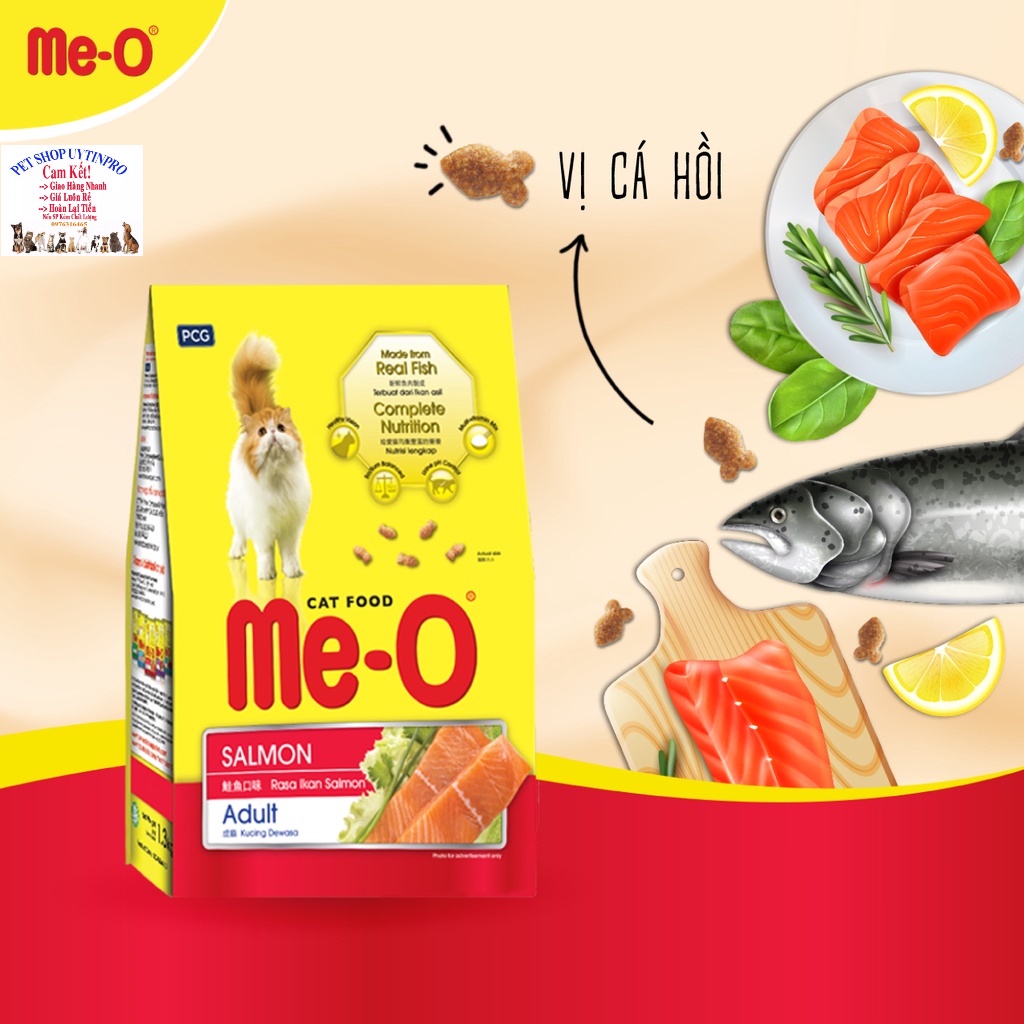 Thức ăn hạt cho Mèo Me-O Gói 1.1kg Vị cá hồi Xuất xứ Thái Lan Giúp bổ sung dinh dưỡng, Tăng cường miễn dịch,Tốt tiêu hóa