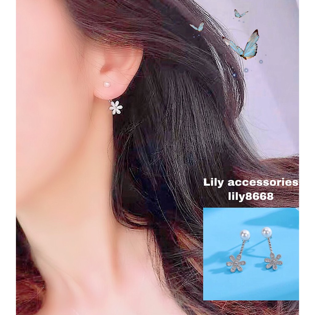 flower earrings khuyên tai hoa đá phong cách hàn quốc