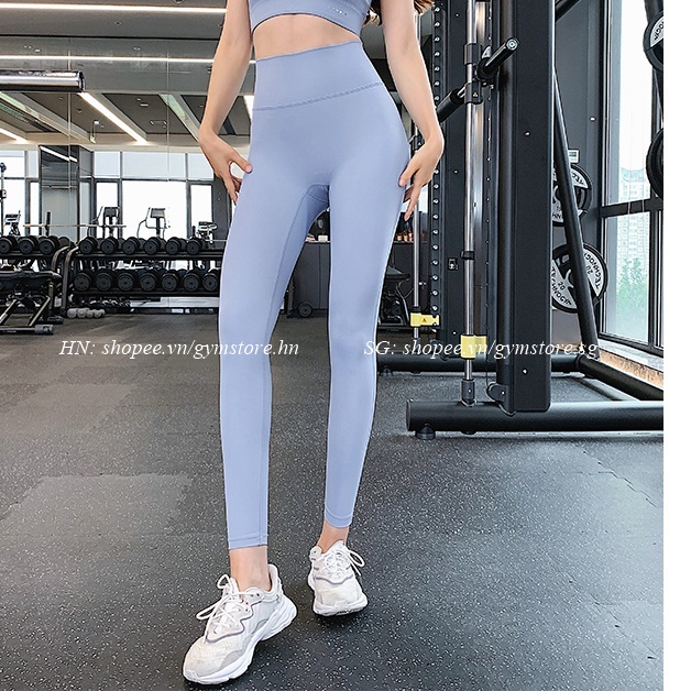 Quần tập gym yoga nữ thun lạnh dáng legging thể thao mịn mát lưng cao chéo co giãn GYMSTORE 211