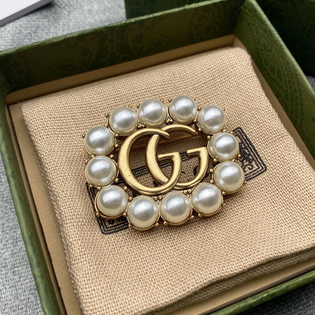 Ghim Cài Áo Đính Ngọc Trai Nhân Tạo Phong Cách Gucci Thời Trang