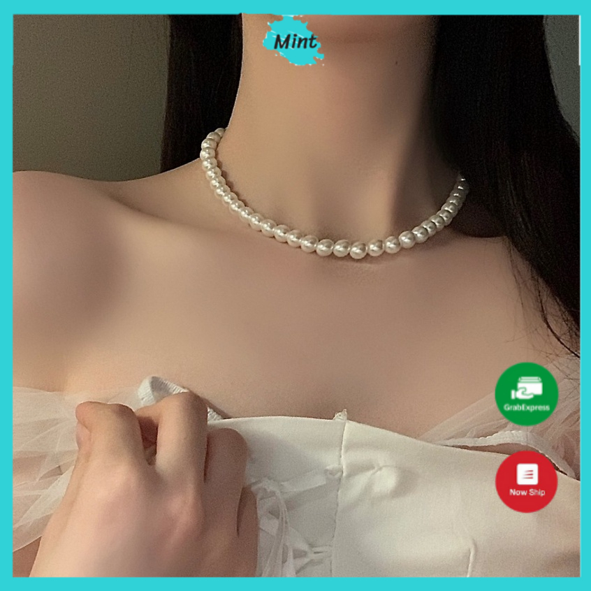 Dây Chuyền Chuỗi Ngọc 4mm, 6mm, 8mm Phong Cách Thanh Lịch Khí Chất