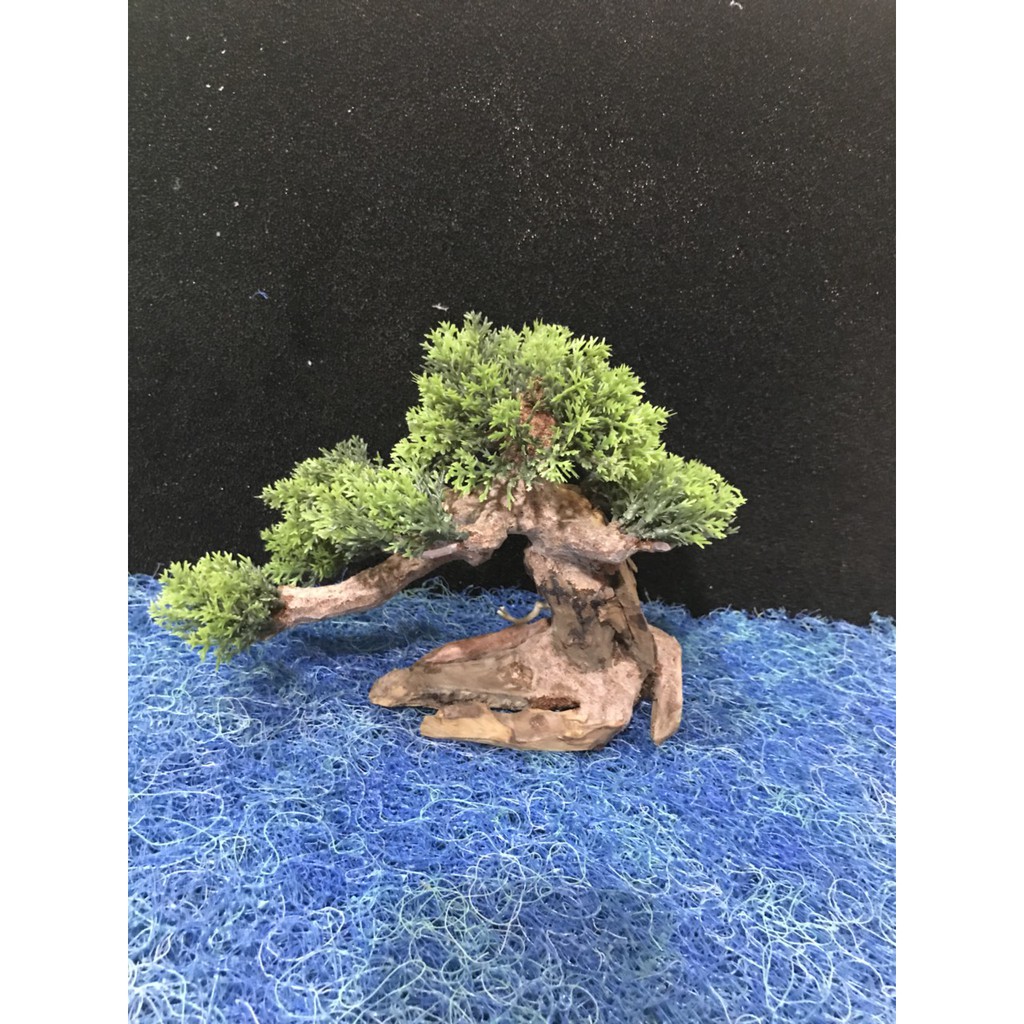 Cây giả gỗ bonsai mini dành cho bể cá cảnh, cây bosai có gắn lá nhựa