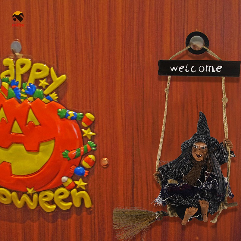 Phụ Kiện Trang Trí Halloween Hình Phù Thủy Chổi Bay Độc Đáo