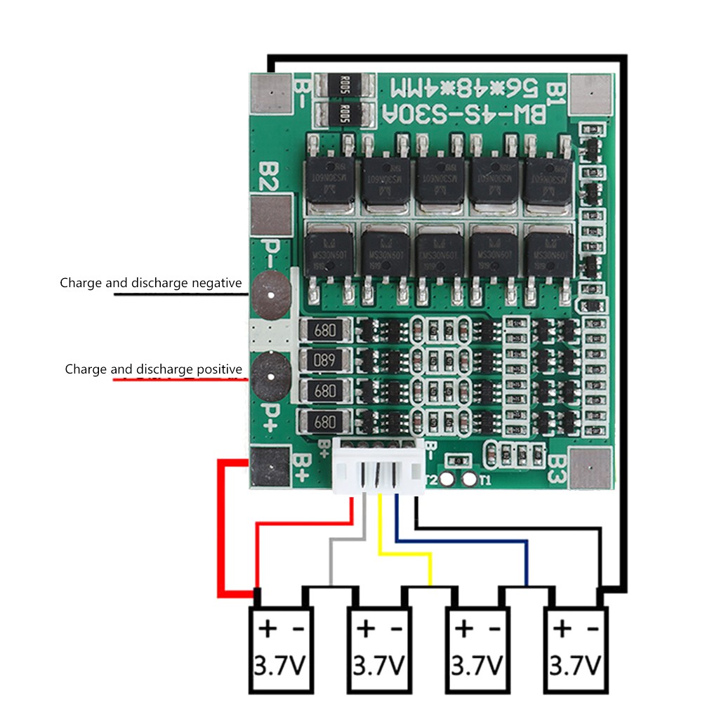 Bảng Mạch Bảo Vệ Pin BMS 30a 12.8v W/3.2V 4S LiFePo4 18650