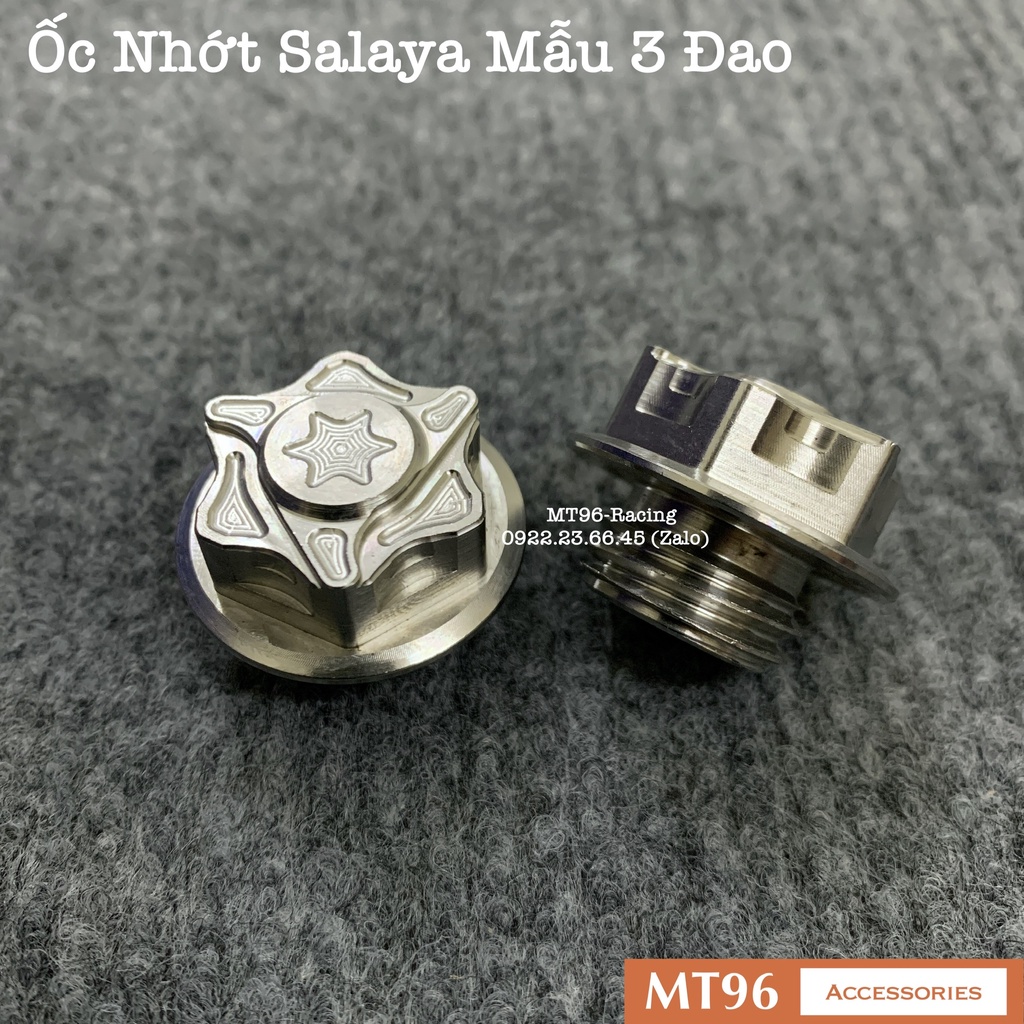 Ốc Nhớt Salaya Mẫu 3D Lắp Nhiều Dòng Xe Honda Yamaha Chuẩn Inox304 Siêu Bóng