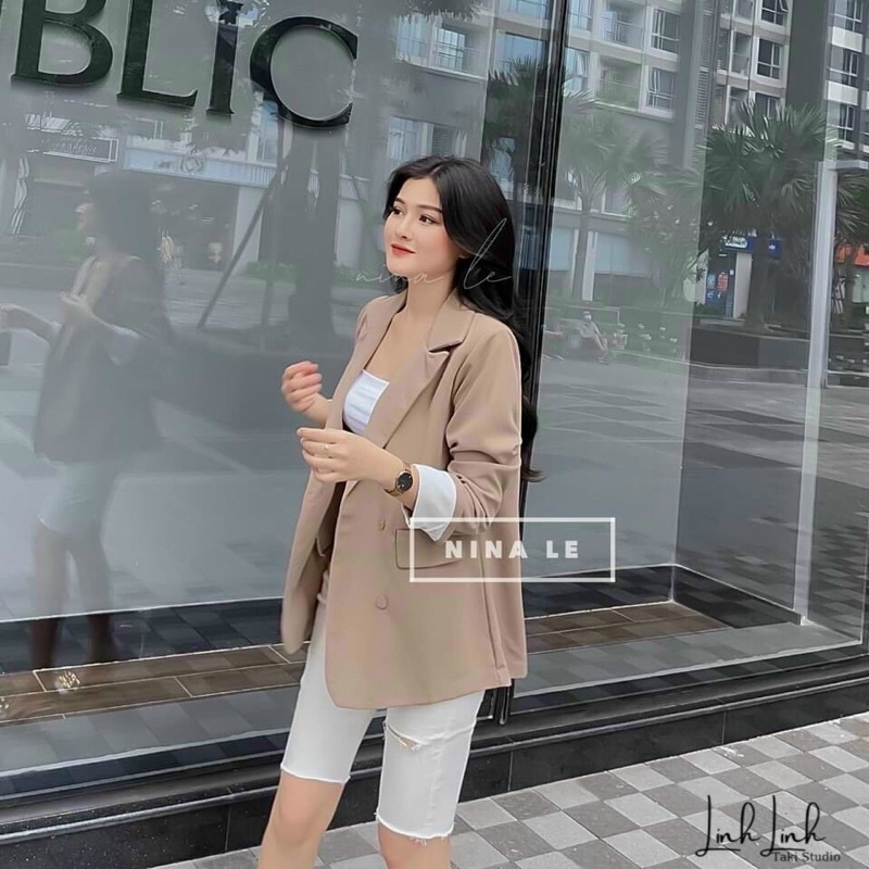 Áo khoác vest 2 lớp lật tay pha màu / Áo khoác blazer lật tay cài khuy | BigBuy360 - bigbuy360.vn