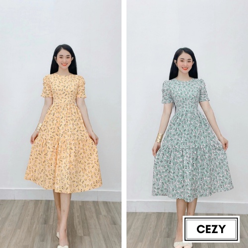 Đầm xòe hoa cổ tròn tay phồng có size bigsize CEZY D63 | BigBuy360 - bigbuy360.vn