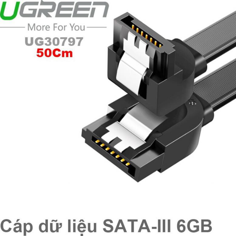 Cáp SATA 3.0 dài 50cm đầu bẻ góc 90 độ Ugreen 30797 chính hãng bảo hành 18 tháng