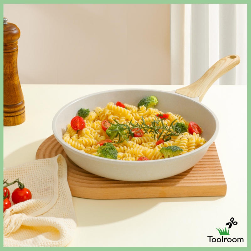 [Toolroom] Chảo Chống Dính, Chảo Đá, Lớp Phủ Granite Với Tay Cầm Chảo Chiên Trứng Cho Nhà Bếp, Màu Trắng