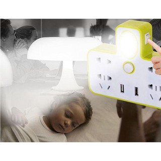 Chia ổ điện kiêm đèn ngủ 2 cổng usb