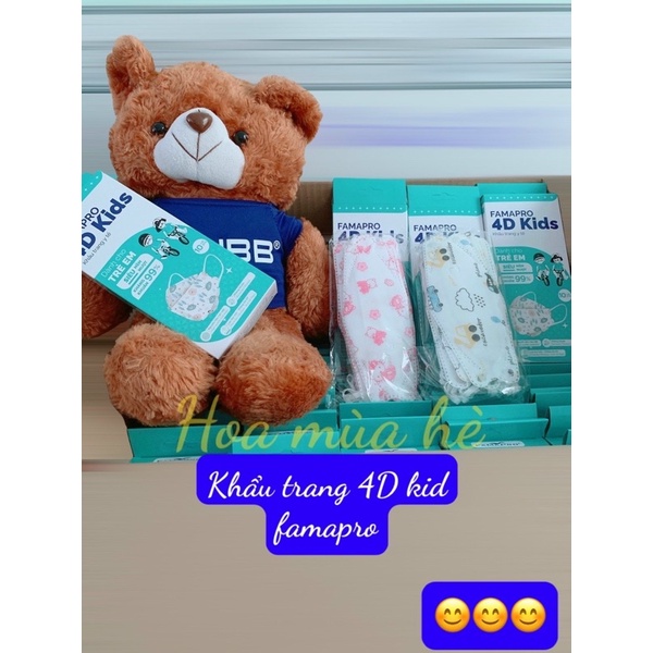 khẩu trang em bé hộp 10 cái FAMAPRO 4D kid hàng chính hãng