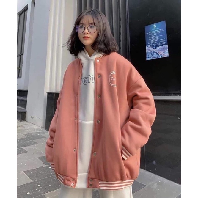 ÁO KHOÁC BOMBER CHẤT NỈ NGOẠI MỀM MIN KÈM ẢNH THẬT