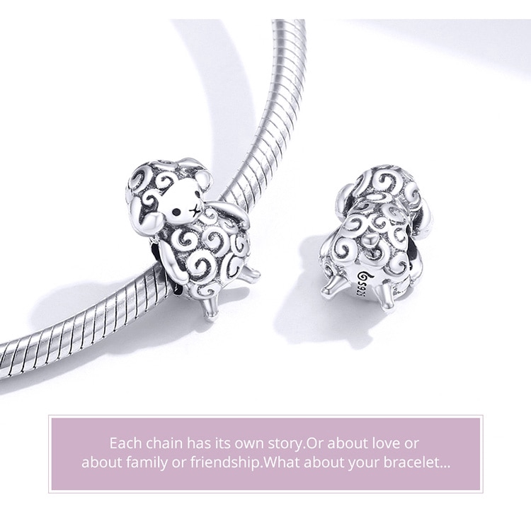 Phụ Kiện Hạt Bamoer BSC187 Bằng Kim Loại Dùng Làm Trang Sức Hình Chú Cừu Con