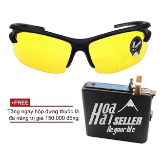 Kính Phân Cực Nhìn Xuyên Đêm Kiểu Quân Đội Mỹ HOAHAI (vàng) + Tặng hộp thuốc