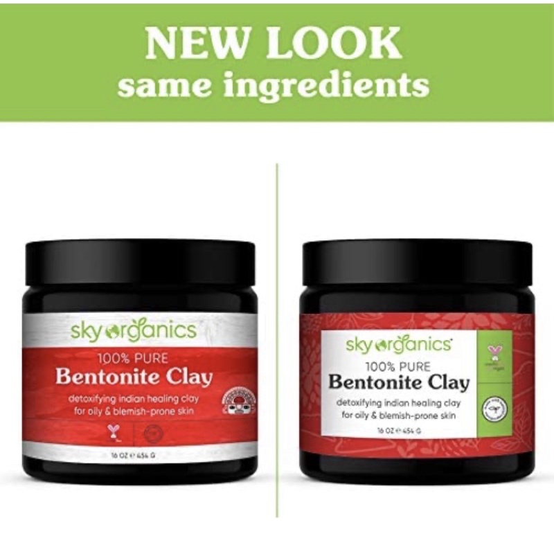 Bột đất sét bùn khoáng núi lửa Bentonite Clay Sky Organics 100% tự nhiên 454g USA
