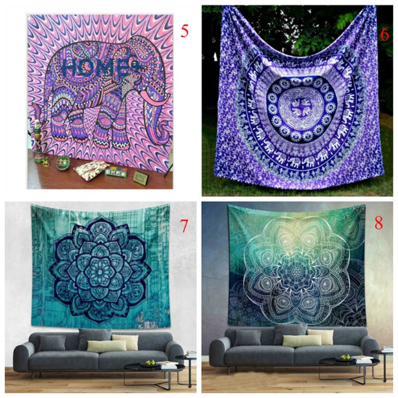 Indian Elephant Colorful Printed Mandala Decoration Aubusson Tapestry Religious Wall Decor Boho Bohemia Beach Blanket  @vn