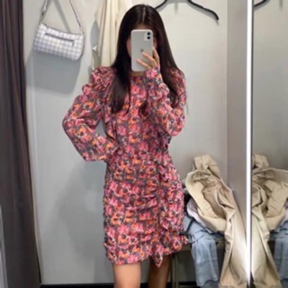Đầm Zara hoa hồng chun ôm cực xinh