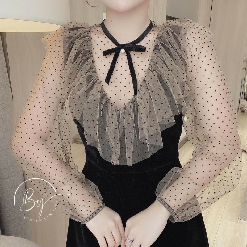 Váy nhung phối ren 🍓