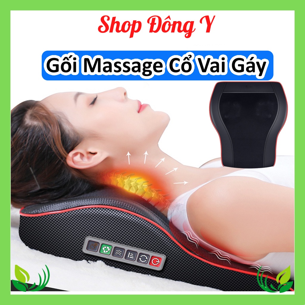 Gối massage cổ vai gáy JVJ-R01, có 16 bi lăn nhào lộn 3D, có hồng ngoại - Gối massage vai gáy toàn thân đa năng