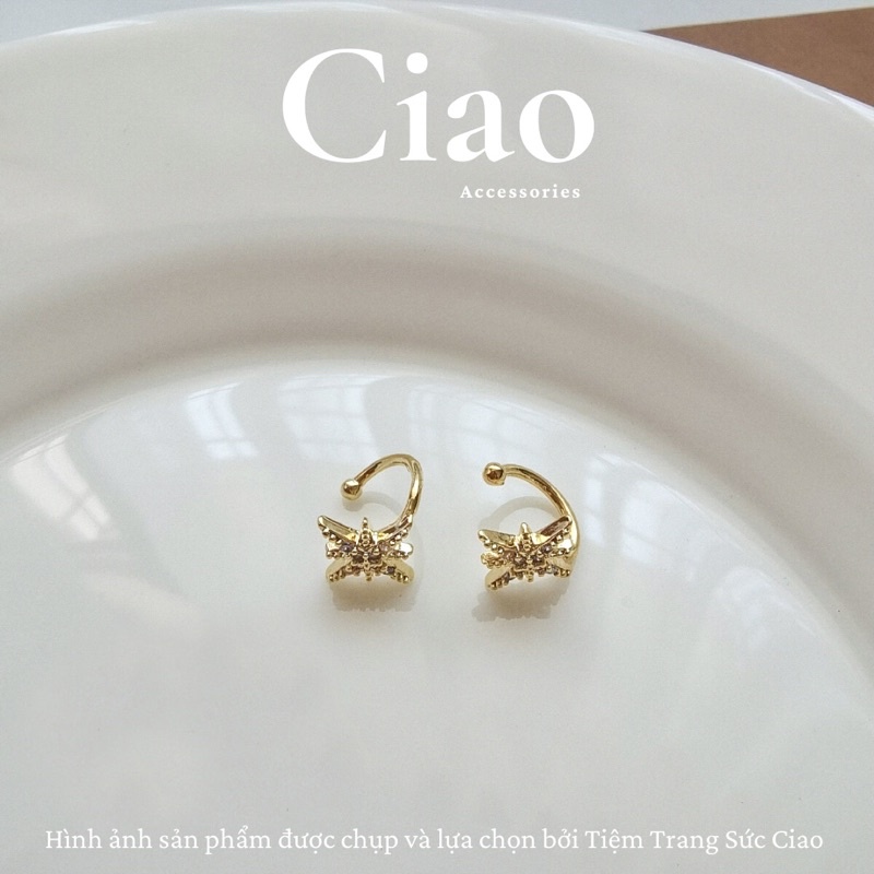 [NEW ITEMS] Khuyên vành tai/ Kẹp vành tai bạc thiết kế hình sao đính đá mã 07 Ciao accessories