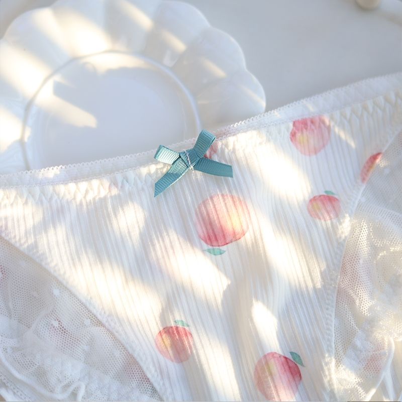 Quần lót vải Cotton phối ren kiểu Nhật Bản thiết kế dễ thương cho nữ