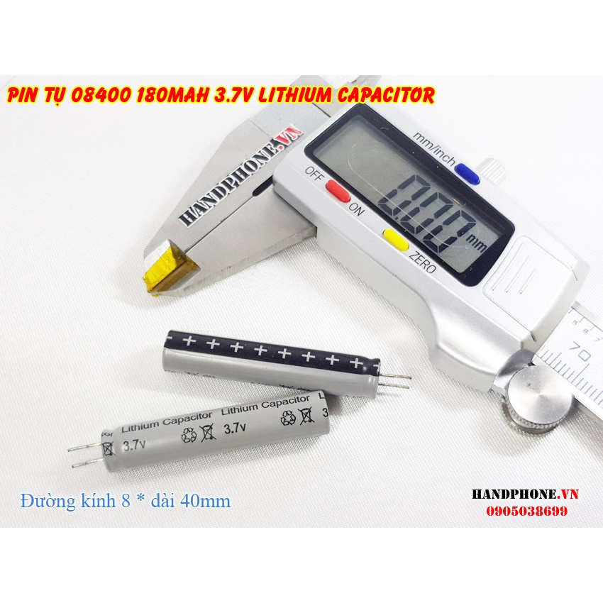 Pin Tụ 08400 180mAh 3.7v cho Tai Nghe Bluetooth, Máy Trợ Thính , Micro Trợ Giảng (Pin Trụ - Lithium Capacitor)