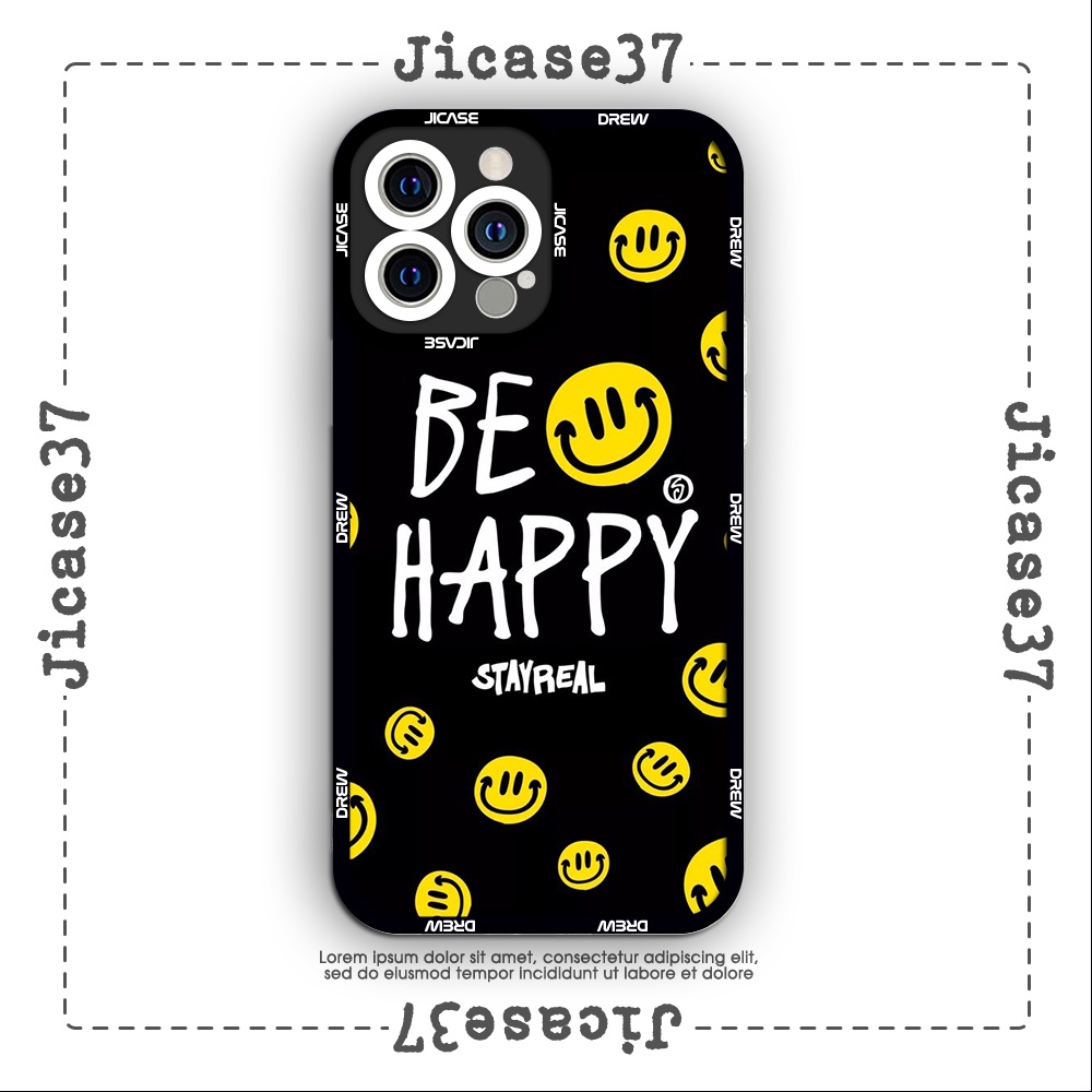 Ốp lưng iphone và samsung xiaomi oppo cạnh vuông Jicase be happy drew