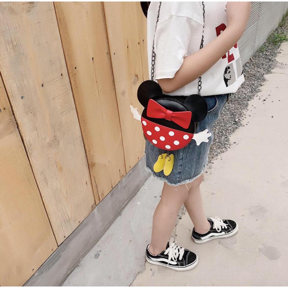 Túi Mickey Đỏ Đen Cho Bé Gái Dễ Thương