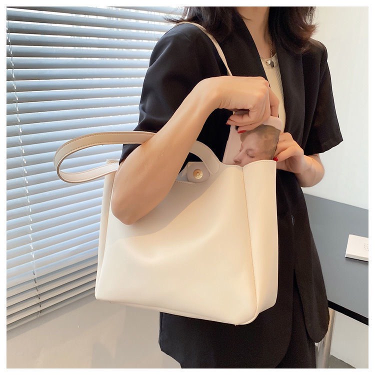 ( CÓ SẴN nâu) Túi tote nữ da trơn mềm phong cách sinh viên, công sở