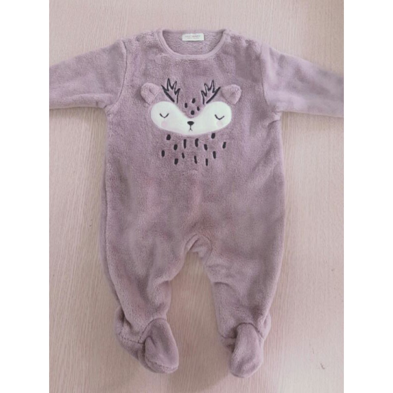 BODY SLEEP SUIT NEXT 1-3M nai tím nỉ nhung xuất dư xịn cho bé gái