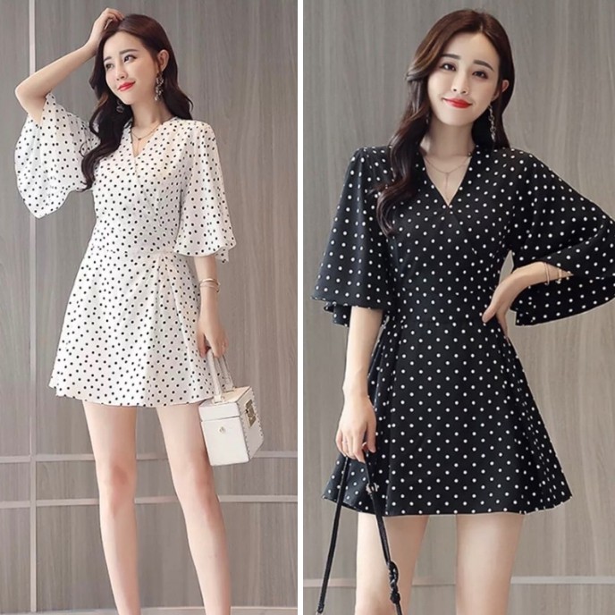 [niceshop1] Jump chấm bi đen giả đầm
