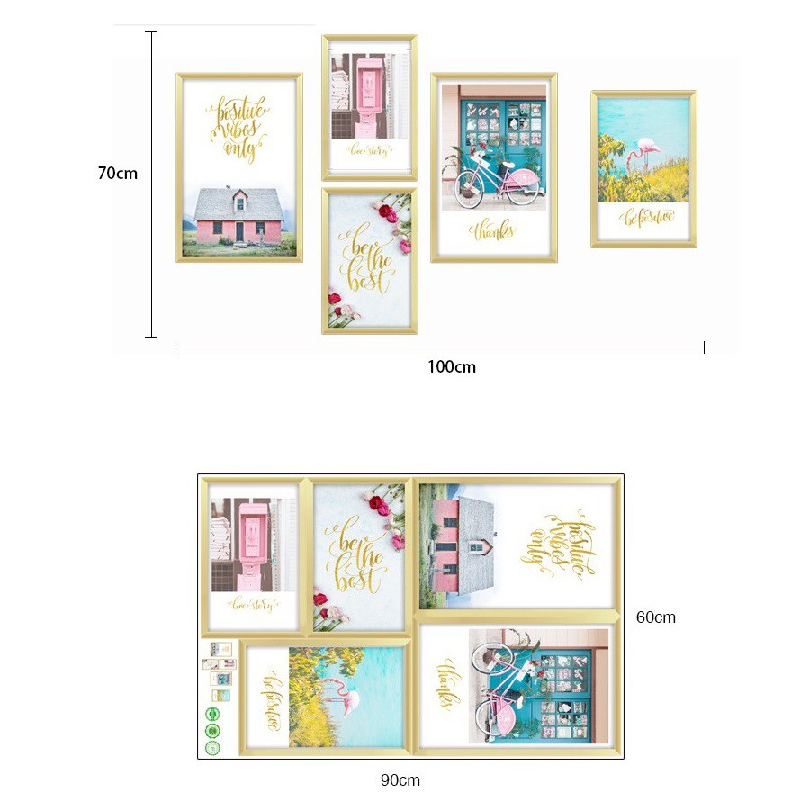 Bộ 5 khung tranh decal dán tường trang trí gia đình
